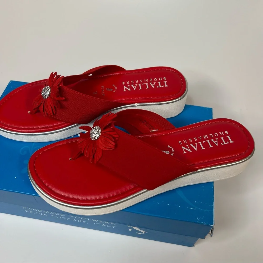 Italian Shoemakers Dandi Red Sandal with flower 🇺🇸
